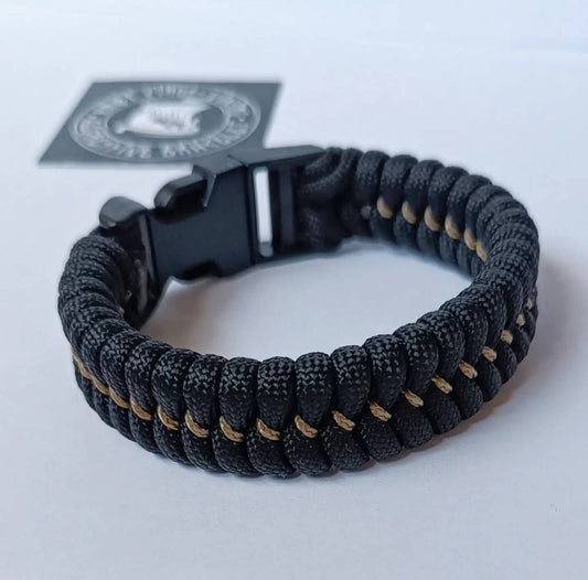 Hunter black bracelet. Unloading camping bangle, Army style, a great gift for men. Viking cuff bangle.