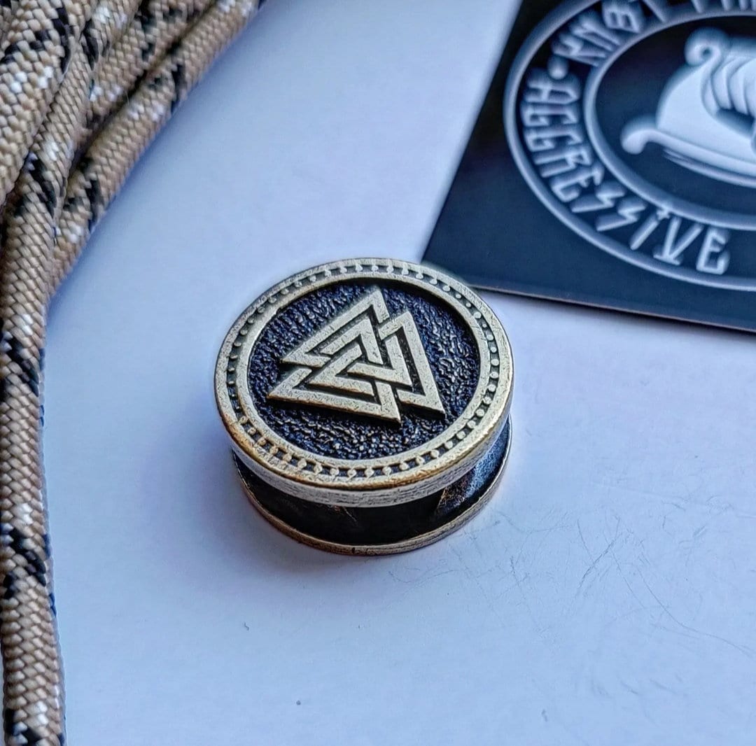 Bead VALKNUT. Brass bead for Bracelet. Paracord beads. Manual casting. Viking Jewelry Men's Accessory. Original author's products.