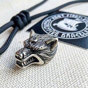 Wolf steel beads for paracord bracelet. Wolf head. Viking jewelry. Scandinavian Wolf. Bracelet for brutality men.