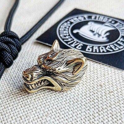 Wolf brass beads for paracord bracelet. Wolf head. Viking jewelry. Scandinavian Wolf. Bracelet for brutality men.