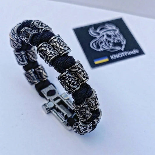 Runic bracelet, viking style. Steel runes bangle. Scandinavian jewelry.
