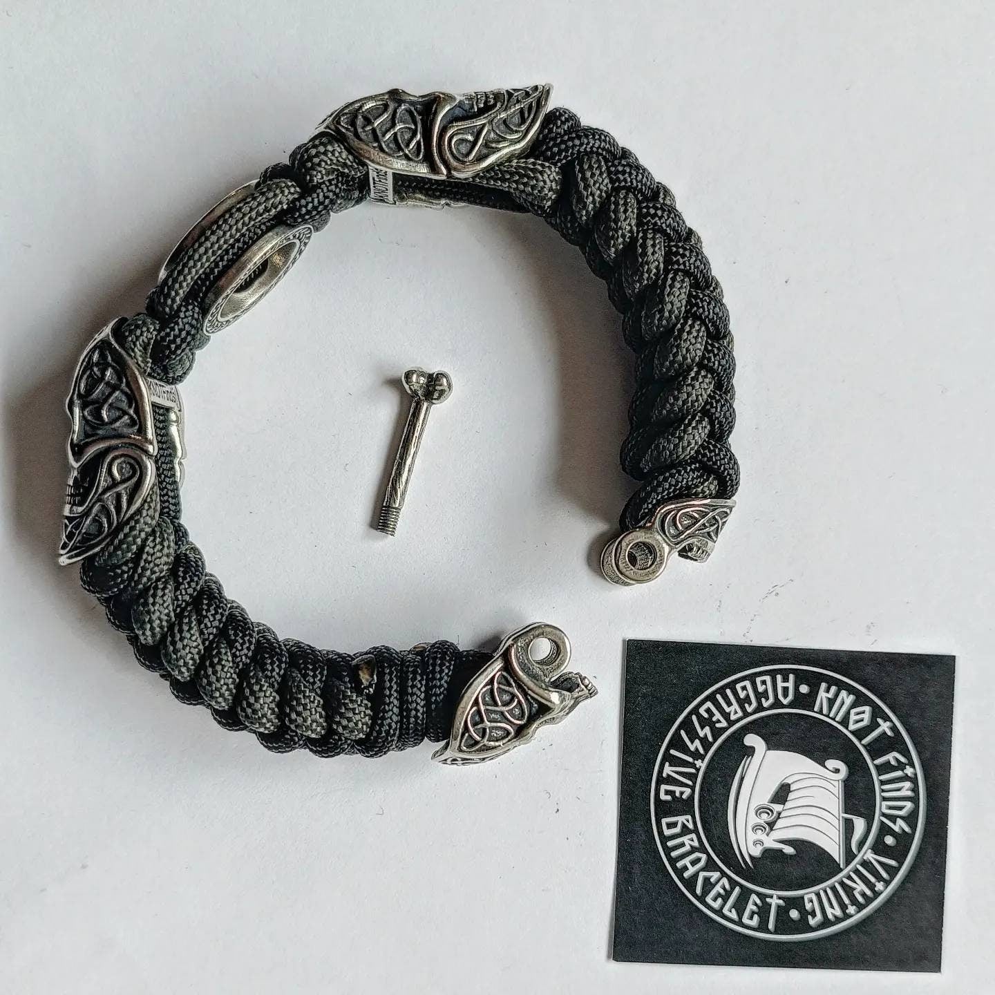 Scandinavian skull bracelet. Vegvisir symbol. Biker bangle. A great brutal gift for men and women who prefer a brutal style and skull.